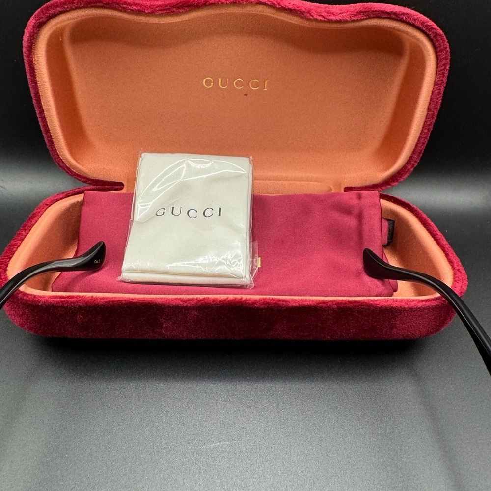 New Gucci GG1027SK 006 Sunglasses Black/Gold/Grey Smoke Gradient Lenses 56mm - Picture 5 of 16
